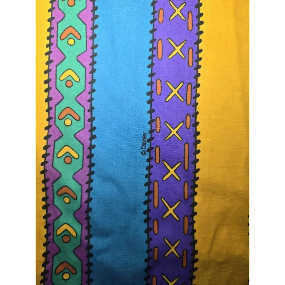 Vtg 90's Disney Pocahontas Twin Size Flat Sheet Striped Southwest Print 92x67